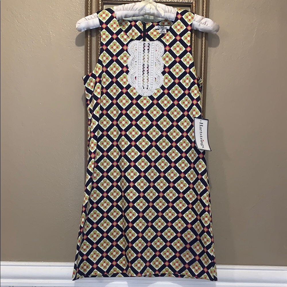 NWT Hartstrings 10 Woven Jumper Dress Navy Green Pink *Flaw - Picture 2 of 15